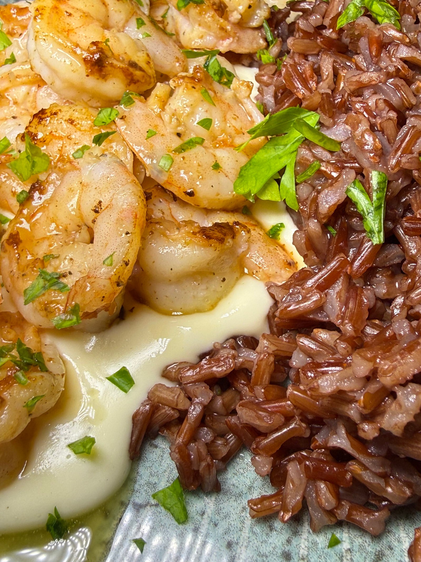 Camarão ao creme de brie e mel com arroz vermelho (2 pessoas) 3 Camarão ao creme de brie e mel com arroz vermelho (2 pessoas) - Imagem 3
